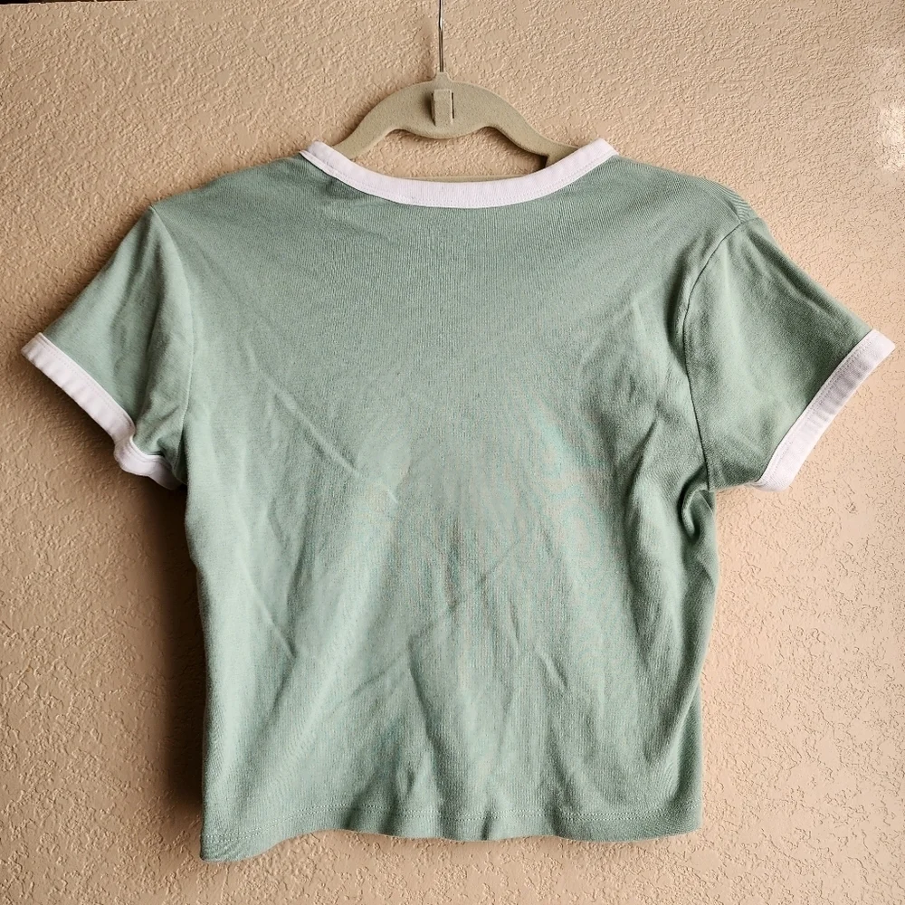 Levi's green and white crop top Short sleeve shirt Size L - Picture 7 of 9